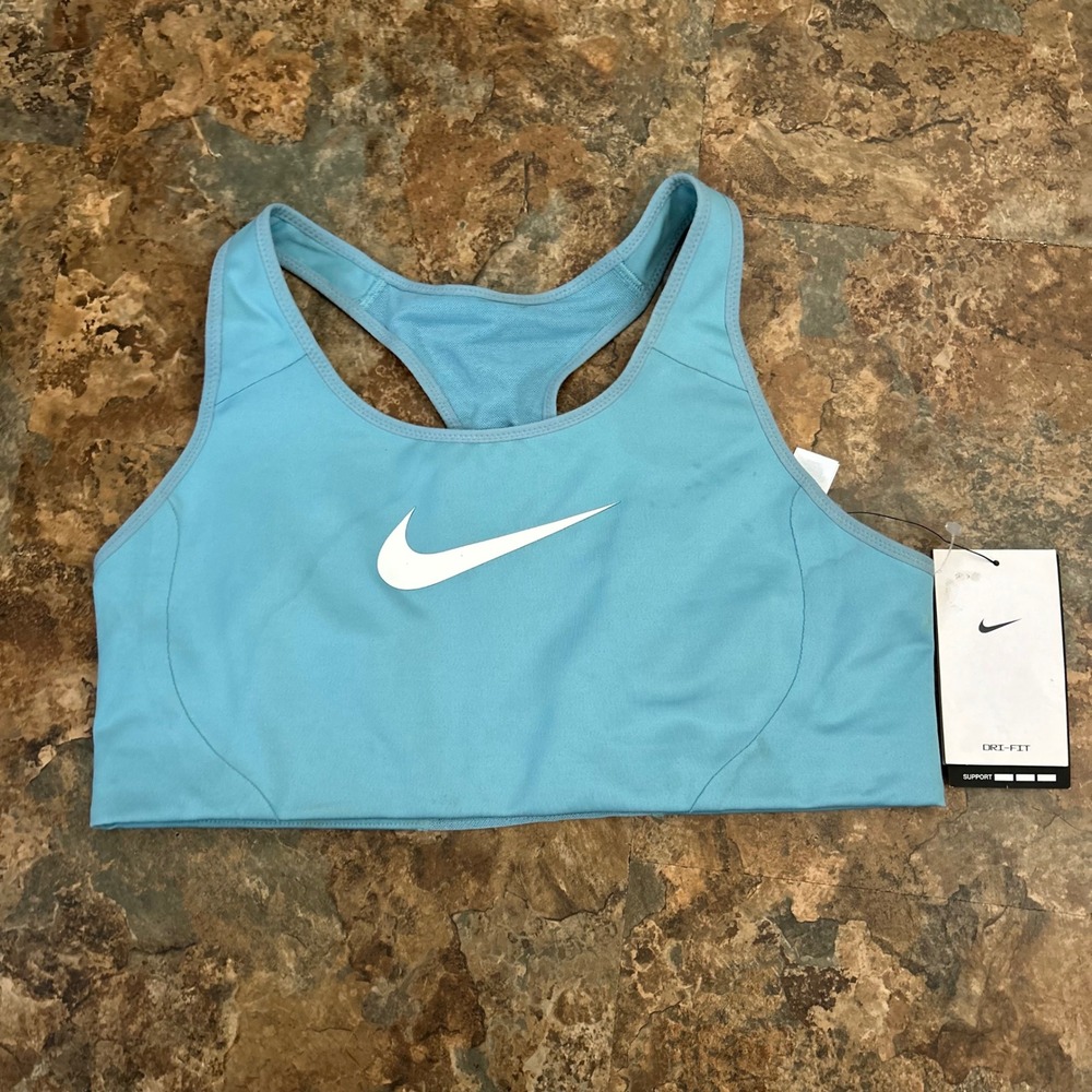 Nike Dri-Fit High Support Sports Bra Womens Size Large Blue Racerback Wirefree
